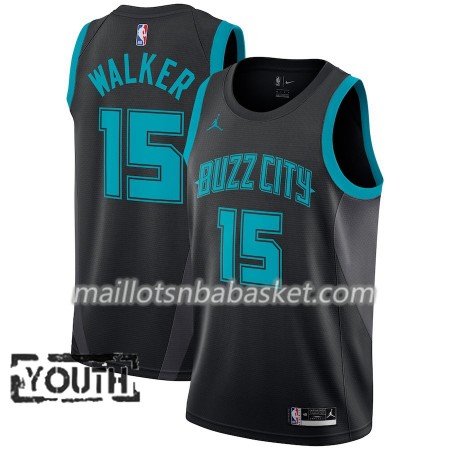 Maillot Enfant Charlotte Hornets Kemba Walker 15 2018-19 Jordan Brand City Edition Noir Swingman